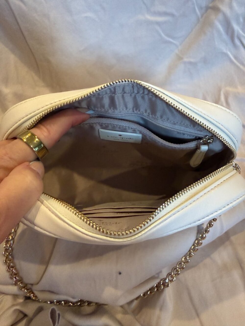 Kate Spade Carey Chain Camera Bag - Ivory Quilted Leather - Picture 4 of 5